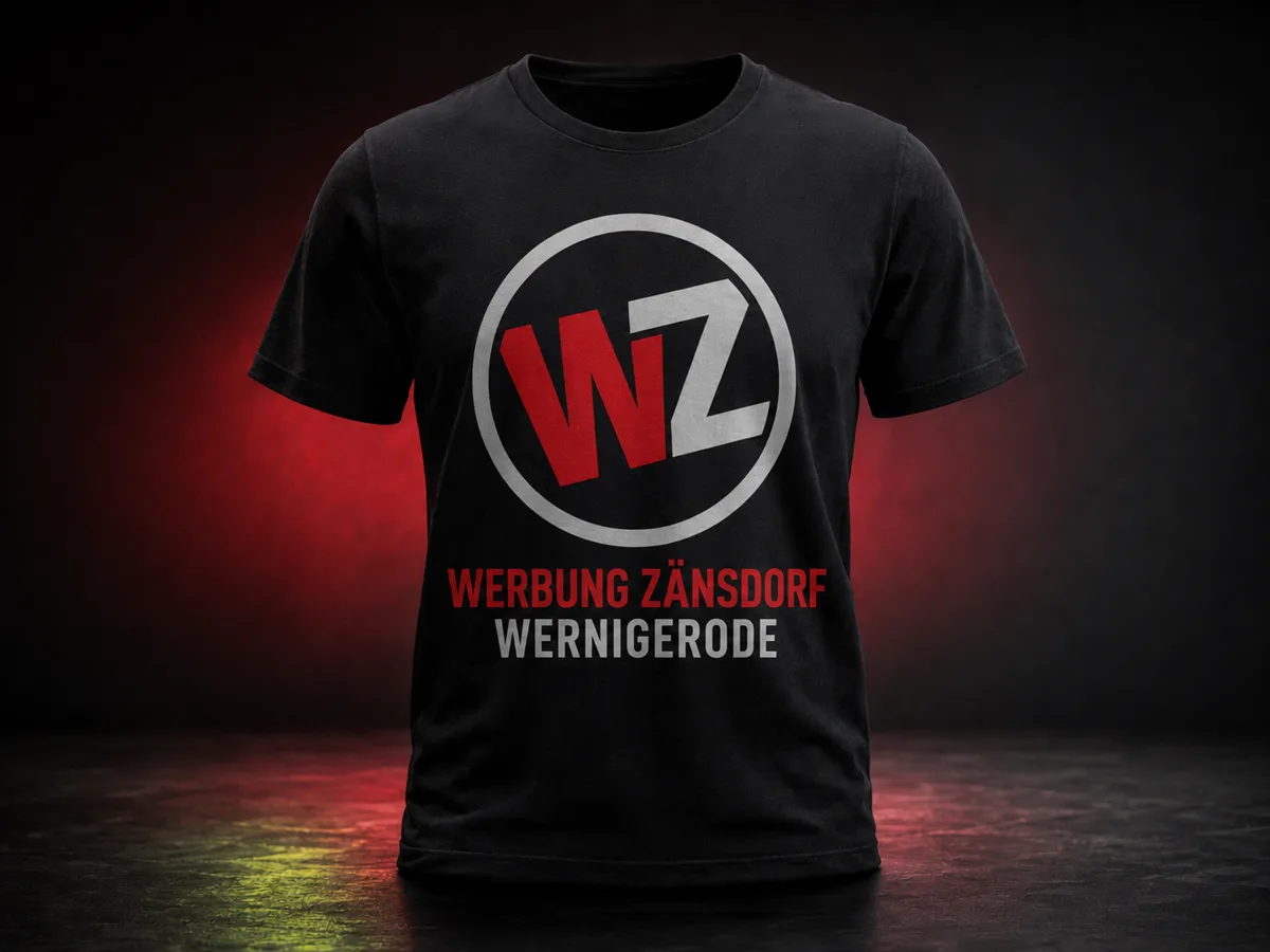 Schwarzes T-Shirt mit WZ-Logo und Textdruck