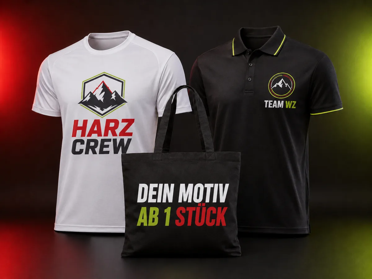 Sportshirt, Polo und Tasche mit Logo- und Textdruck